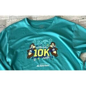 RunDisney Shirt Unisex Teal 2023 10K Chip N Dale Long Sleeve Performance Top MED